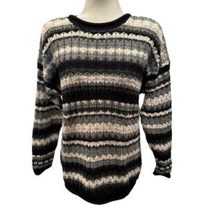 Metropolitan New York 10001 Black White Cotton Blend Sweater - Size Medium